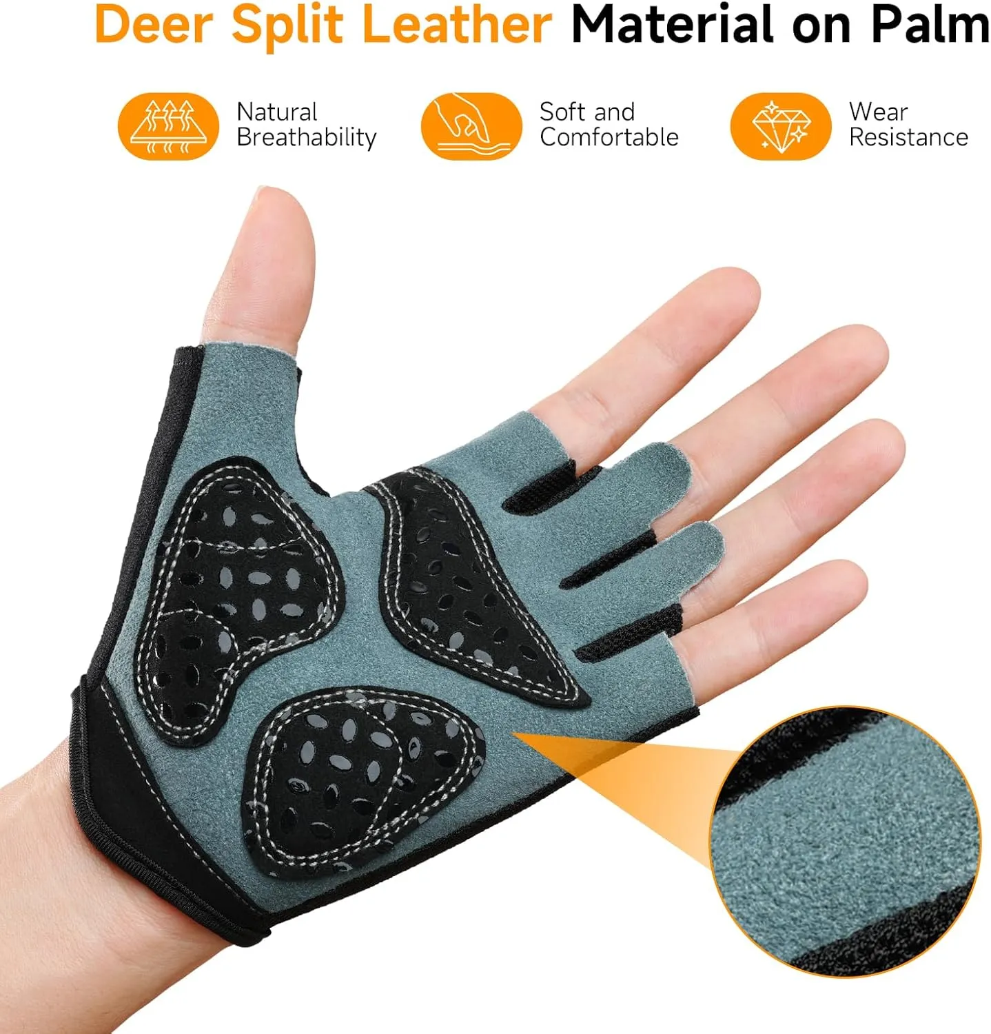 Braventure Breathable Mens Cycling Gloves: Bike Gloves Half Mask Set, Shock-Absorbing Padded, Fingerless with Extra Grip for Biking Workout Weightlifting Training