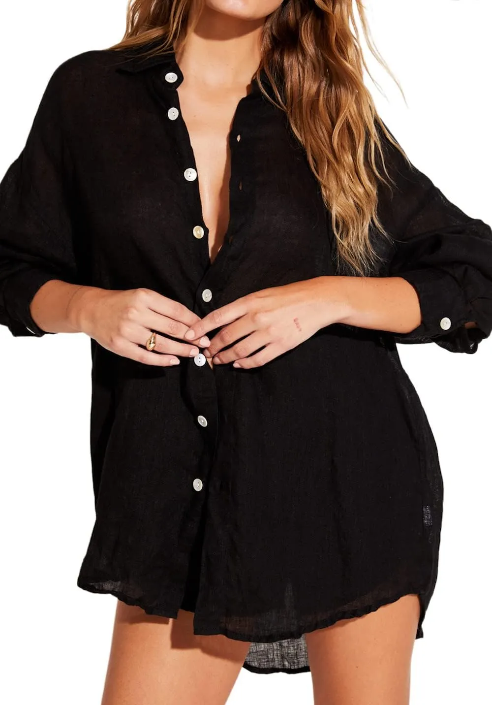 BUTTZO Women's Beachwear Bikini Swimwear Beach Sexy Cover up Oversized Shirt Tops Bathing Blouses Suit