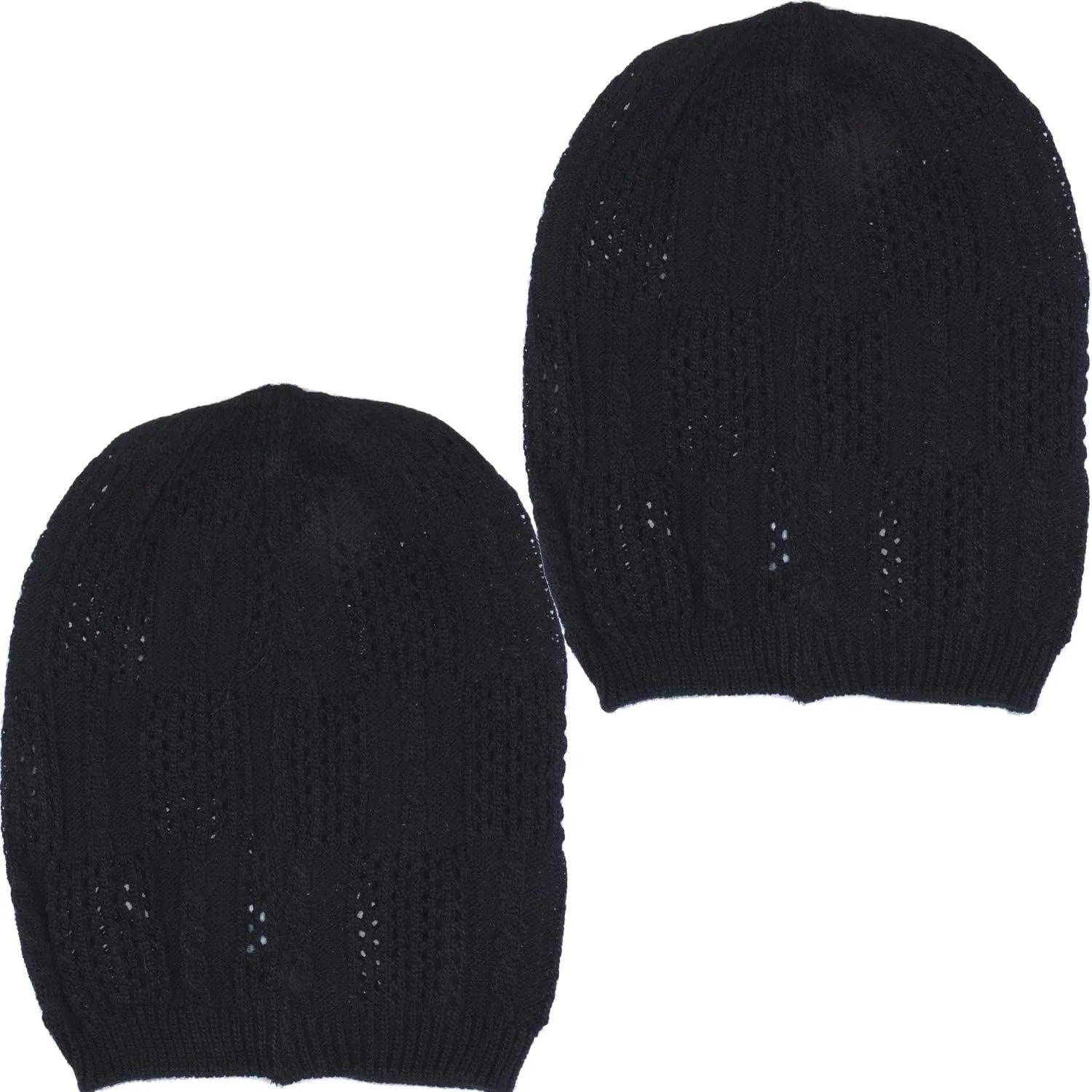 BYOS Women's Airy Cutout Cable Lightweight Slouchy Crochet Knit Beanie Hat