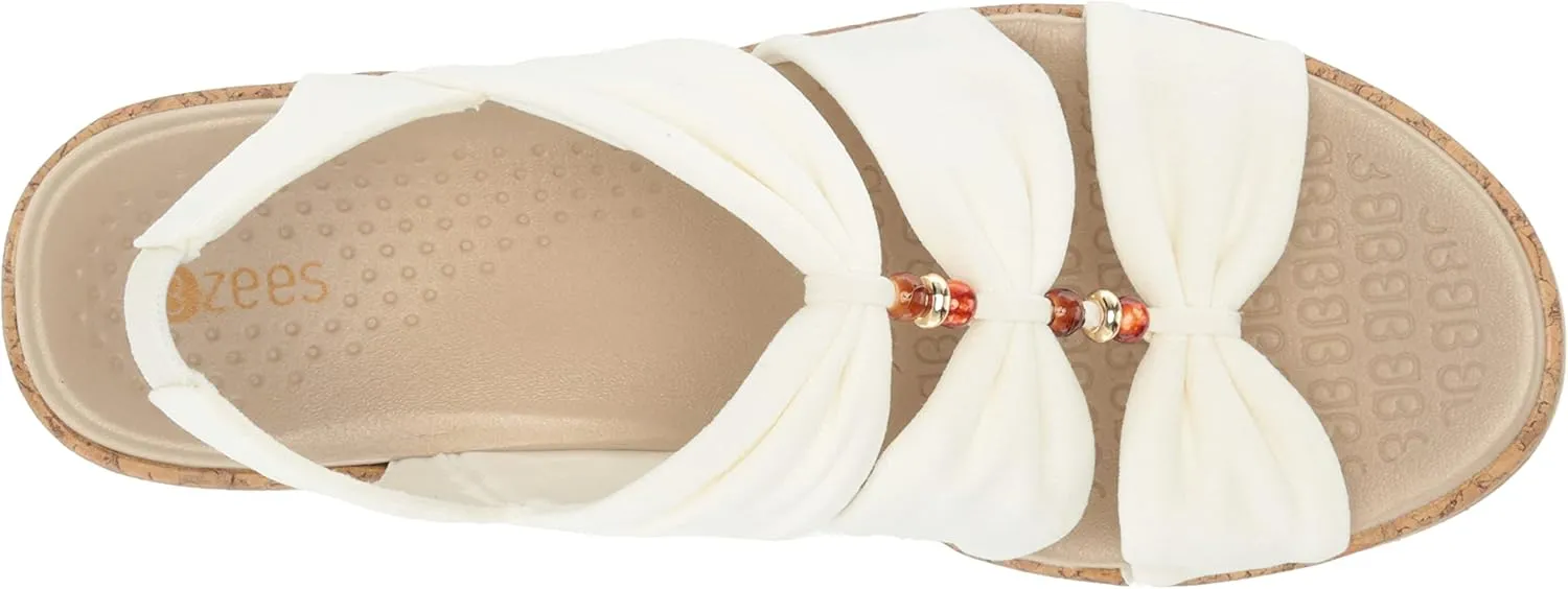 BZees Women's Roma Cork Wedge Beaded Sandal
