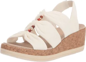 BZees Women's Roma Cork Wedge Beaded Sandal