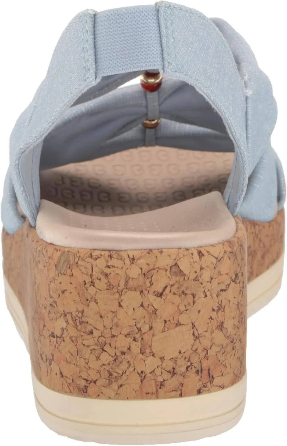 BZees Women's Roma Cork Wedge Beaded Sandal