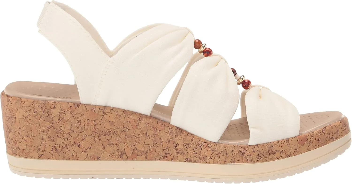 BZees Women's Roma Cork Wedge Beaded Sandal
