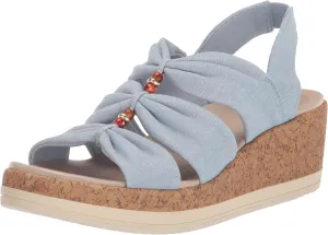 BZees Women's Roma Cork Wedge Beaded Sandal