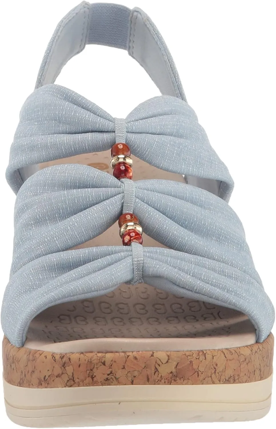 BZees Women's Roma Cork Wedge Beaded Sandal
