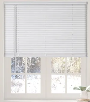 Calyx Interiors Cordless White 1” Light Filtering Mini Blinds 31.5” W x 60” H Window Blinds for Home, Vinyl Horizontal Blinds for Indoor Windows