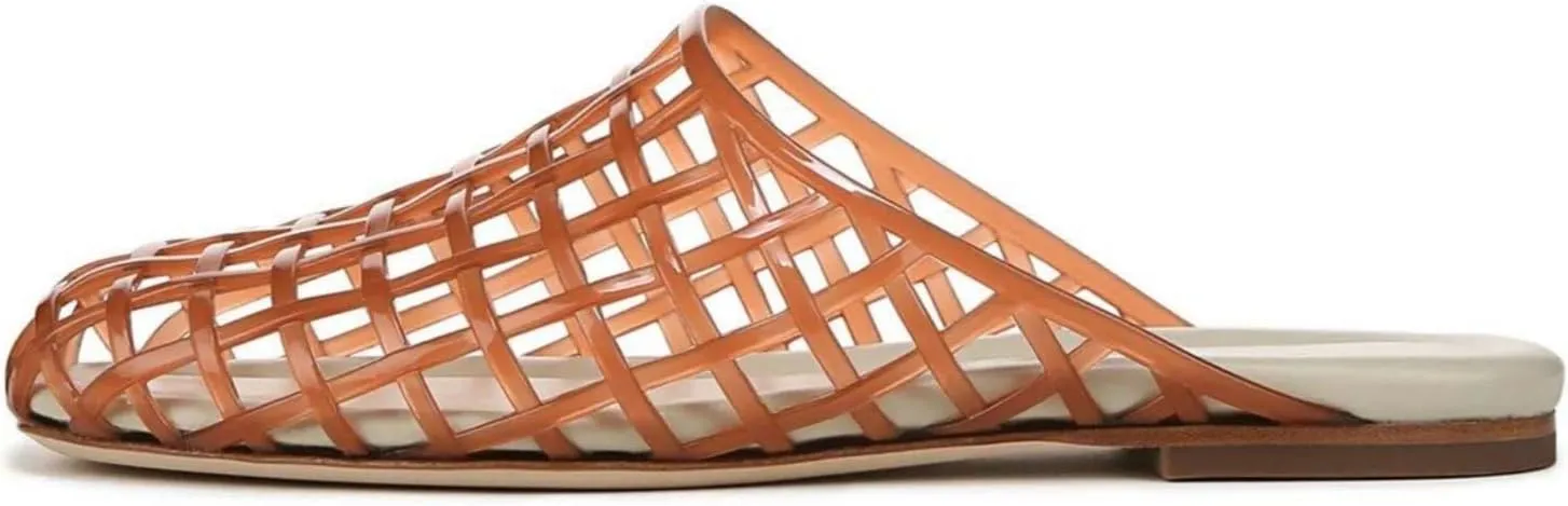 Caradise Jelly Shoes for Women Slip On Clear Mesh Flat Slides Closed Toe Jelly Sandals Mules Comfort Summer Slippers