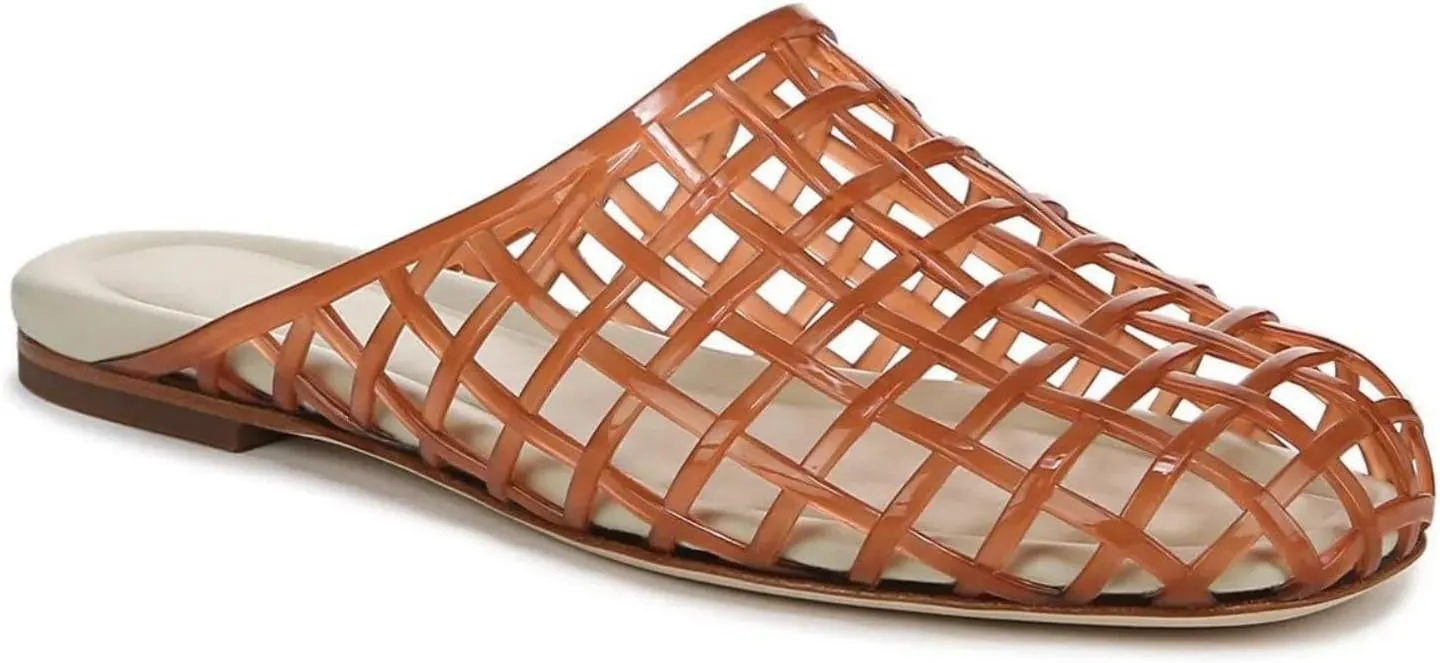 Caradise Jelly Shoes for Women Slip On Clear Mesh Flat Slides Closed Toe Jelly Sandals Mules Comfort Summer Slippers