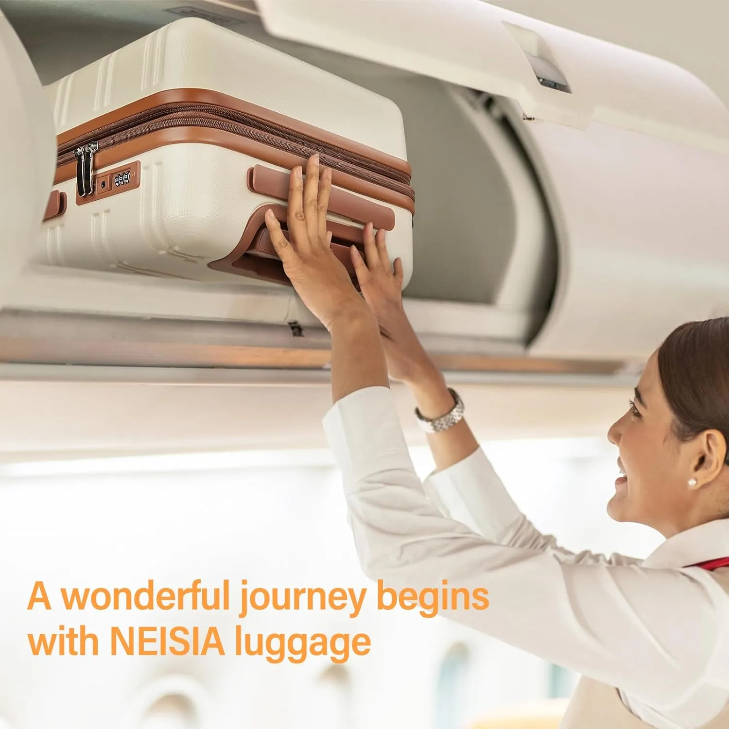 carry on Luggage Sets,20 Inch Expandable Carry-on suitcases with spinner wheels,Hard Shell Travel Luggage airline approved，with TSA Lock (Beige)
