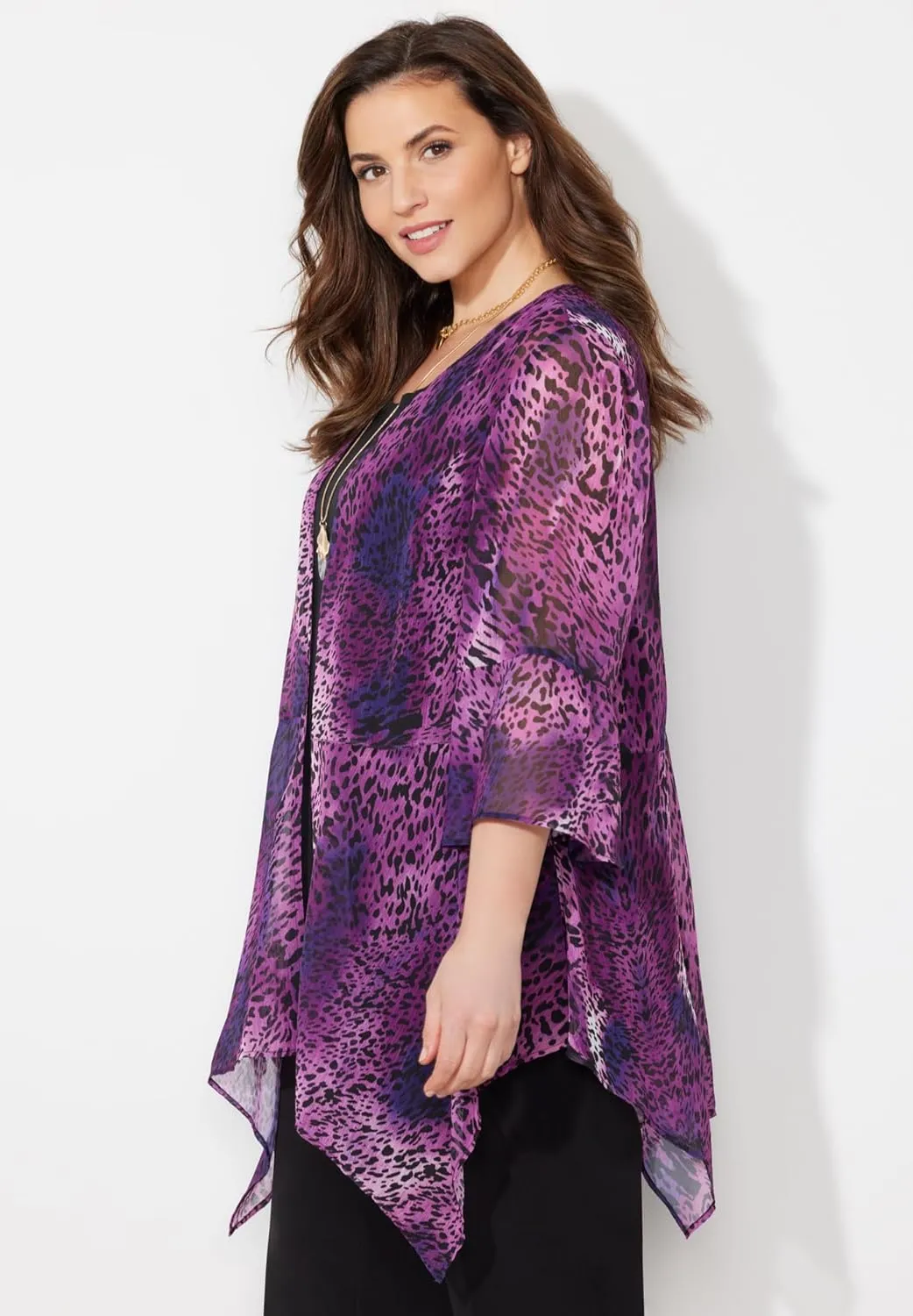 Catherines Women's Plus Size Seasonless Cascade wrap