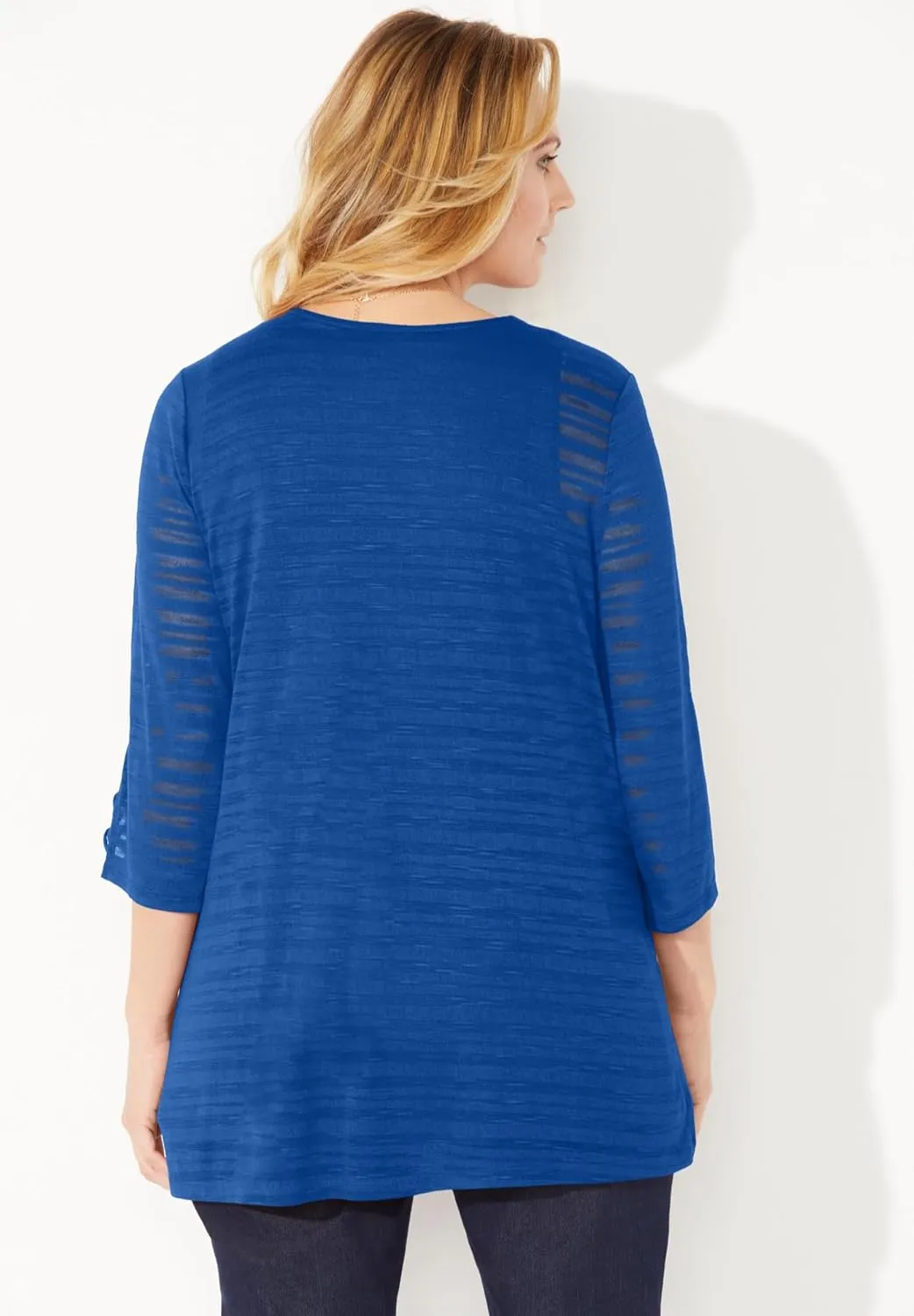 Catherines Women's Plus Size Shadow Stripe Cardigan