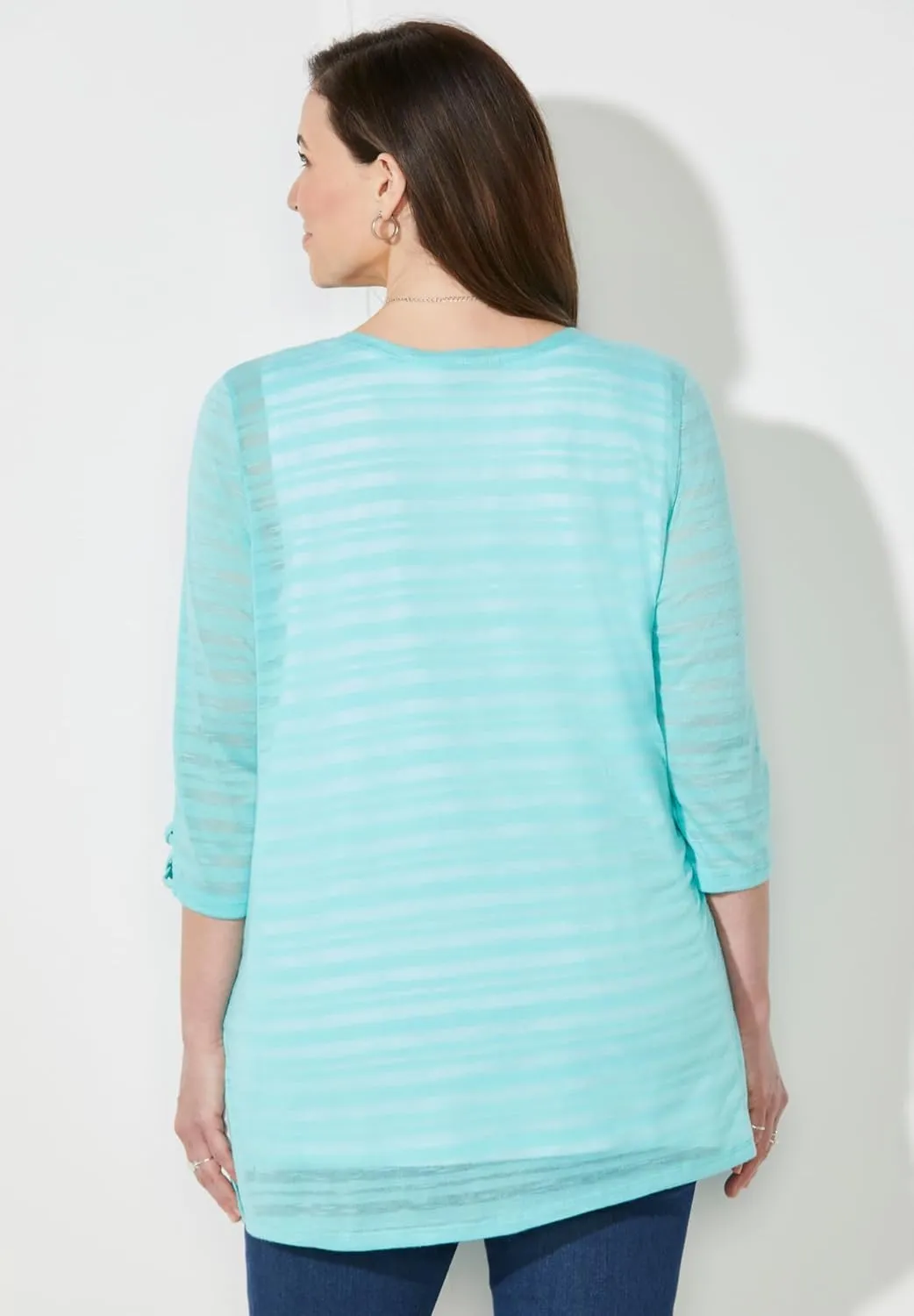 Catherines Women's Plus Size Shadow Stripe Cardigan