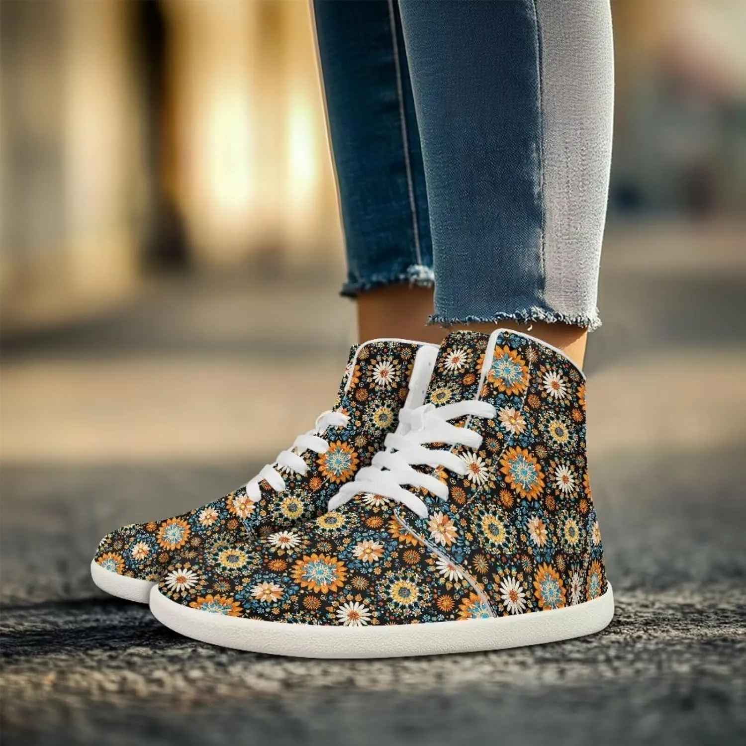 chaqlin Women/Men White High Top Shoes Leather Classic Laces Fashion Sneaker Anti Slip Wide Soft Toe Causal Walking Tennis Shoes