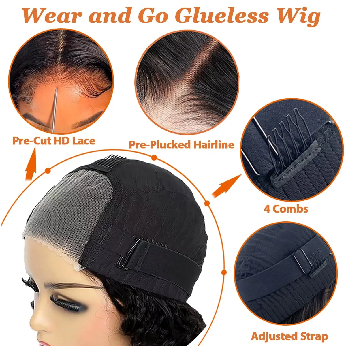 Chocolate Brown Bob Wig Human Hair Glueless Wigs Human Hair Pre Plucked 4# Curly Wig Human Hair Bob Wigs For Black Women Wear And Go Glueless Wig Bob Deep Wave 14Inch Closure Bob Wigs