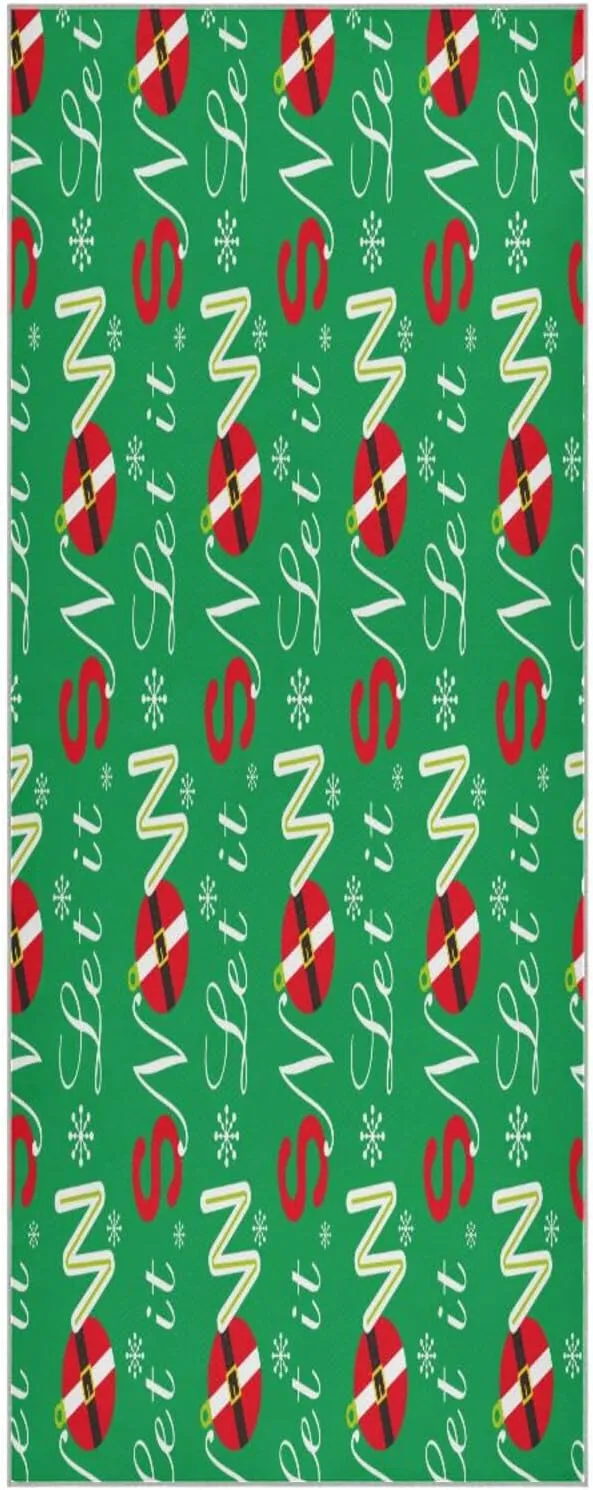 Christmas Let It Snow Pattern Yoga Towel,Hot Yoga Mat Towel with Grip Dots Sweat Absorbent Non-Slip for Hot Yoga, 24" x72",Soft Yoga Blankets with Travel Bag,Pilates and Workout