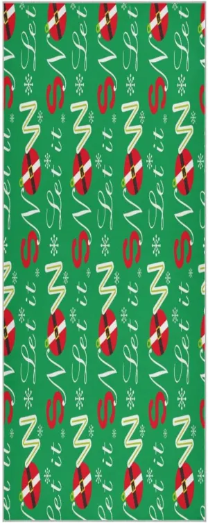 Christmas Let It Snow Pattern Yoga Towel,Hot Yoga Mat Towel with Grip Dots Sweat Absorbent Non-Slip for Hot Yoga, 24" x72",Soft Yoga Blankets with Travel Bag,Pilates and Workout