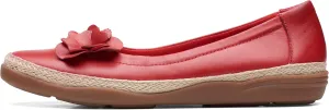 Clarks Women's Elaina Jade Ballet Flat, Cherry Red Leather, 7 Wide