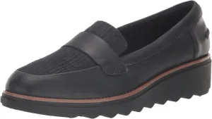 Clarks Women's Sharon Gracie Loafer, Navy Combi Leather, 9