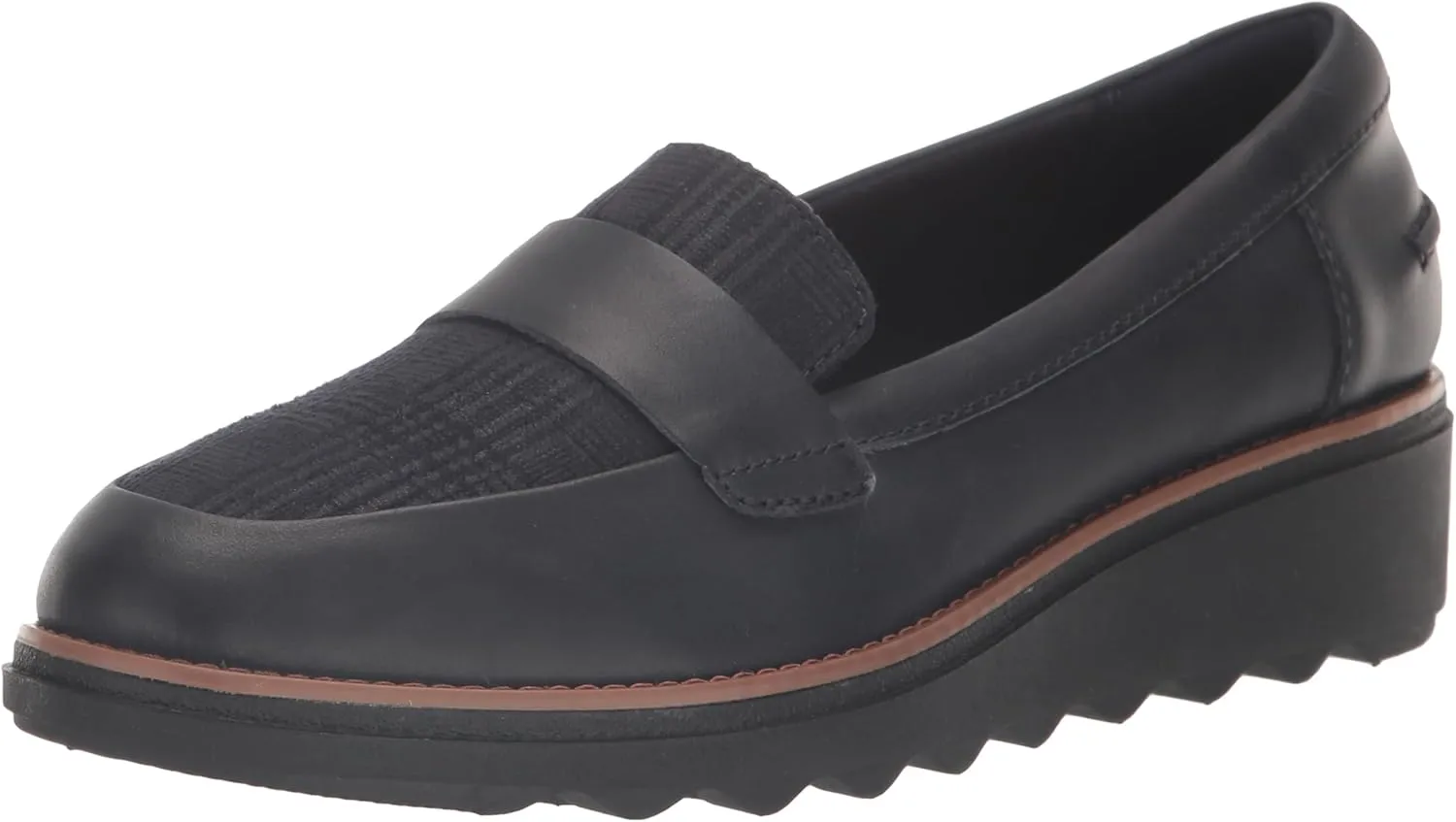 Clarks Women's Sharon Gracie Loafer, Navy Combi Leather, 9