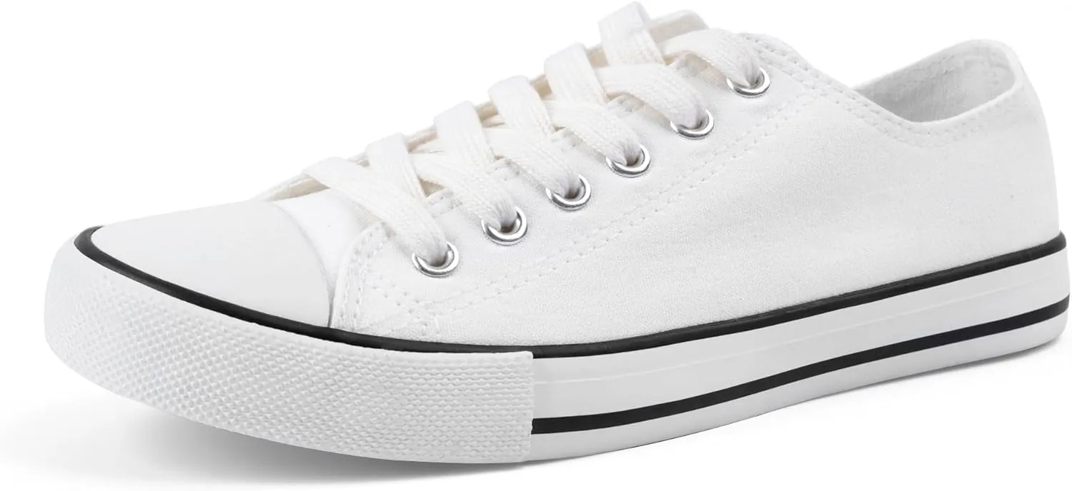 Colgo Women's Canvas Shoes, Lace-Up Low-Top Comfortable Breathable Sneakers for Women, Non-Slip Fashion Flats