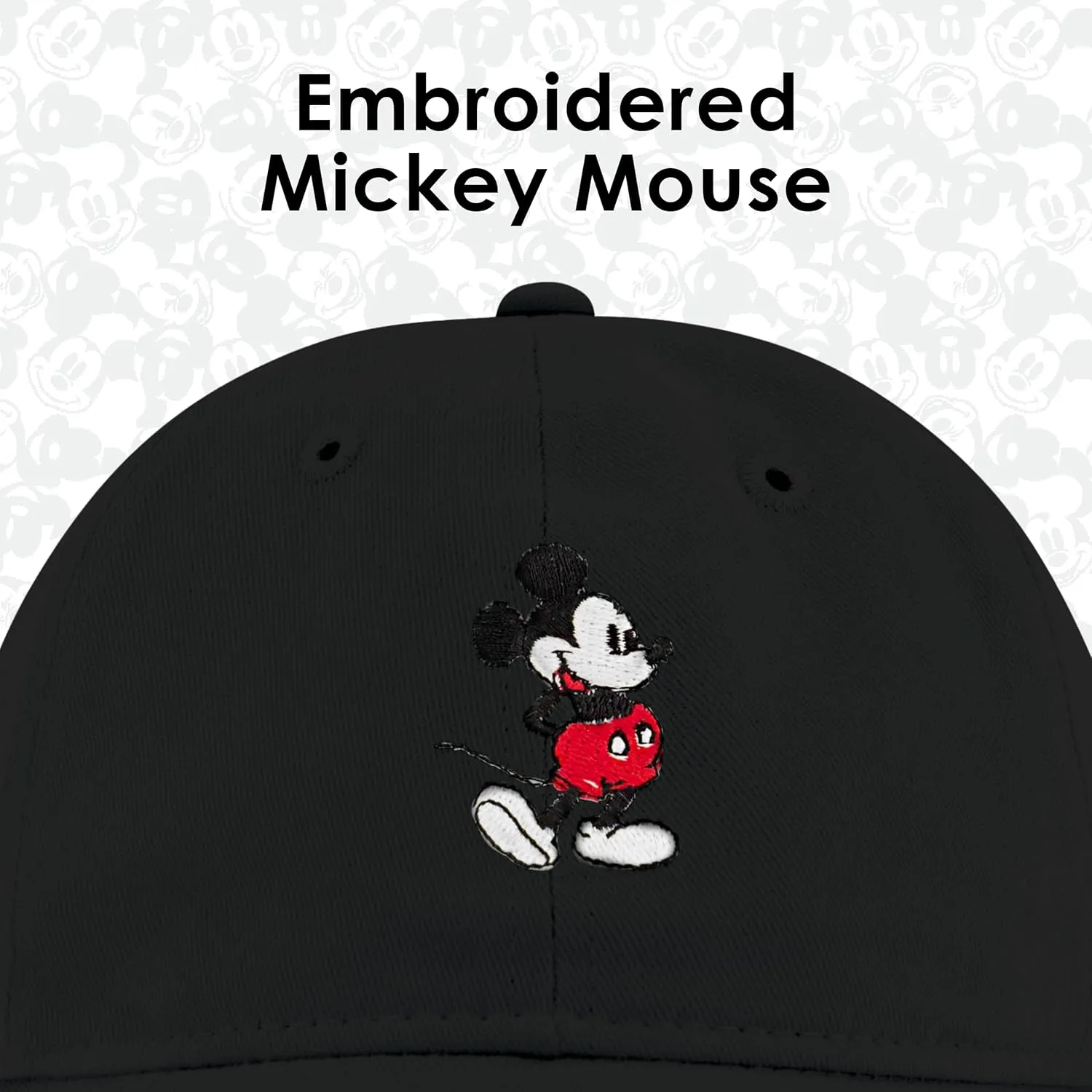 Concept One Disney Mickey Mouse Embroidered Cotton Adjustable Dad Hat with Curved Brim
