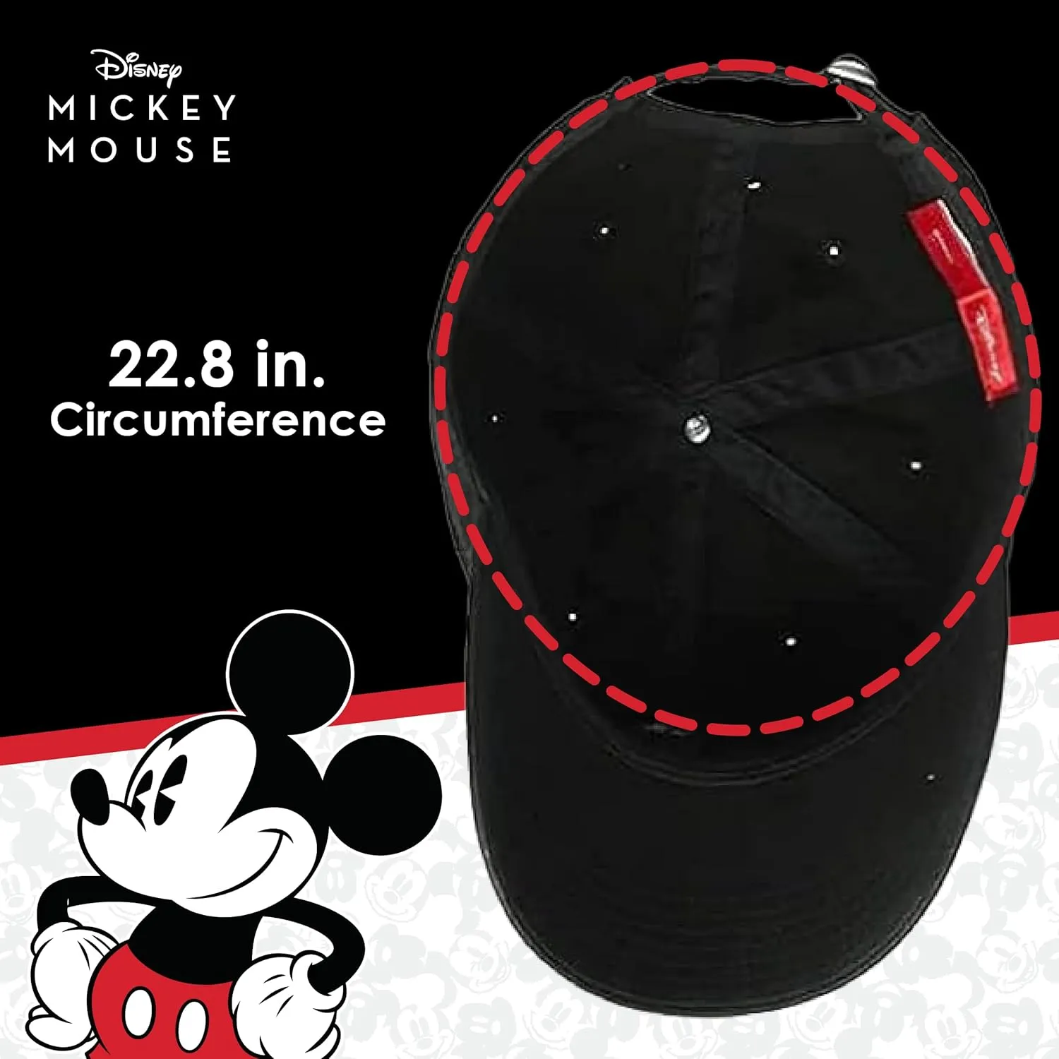 Concept One Disney Mickey Mouse Embroidered Cotton Adjustable Dad Hat with Curved Brim