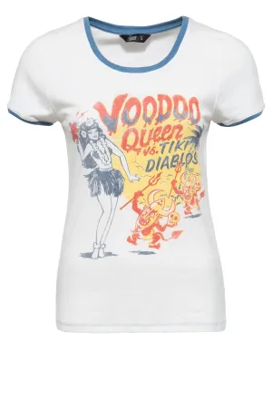 Contrast Shirt mit Cartoon Print im Vintage Style «Vookdoo Queen»