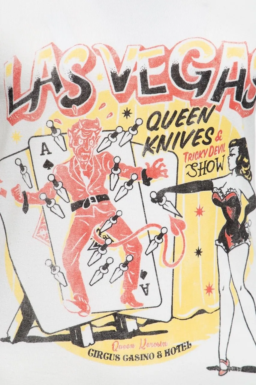 Contrast Shirt mit Pin Up Print im Vintage Style «Queen Knives»