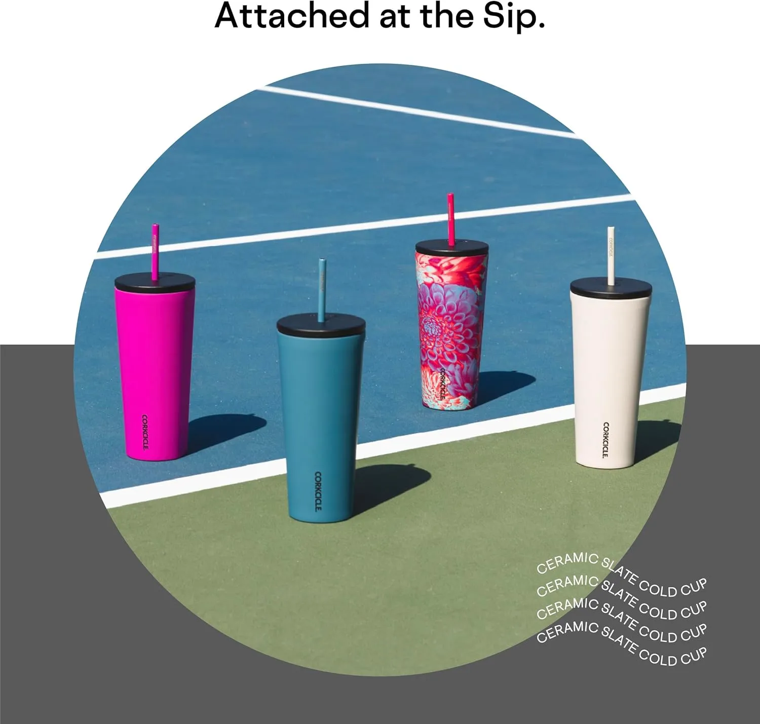Corkcicle Cold Cup Insulated Tumbler with Lid and Straw, Ceramic Slate, 24 oz – Reusable Water Bottle Keeps Beverages Cold for 12hrs, Hot 5hrs – Cupholder Friendly Tumbler, Lid for Flexible Sipping