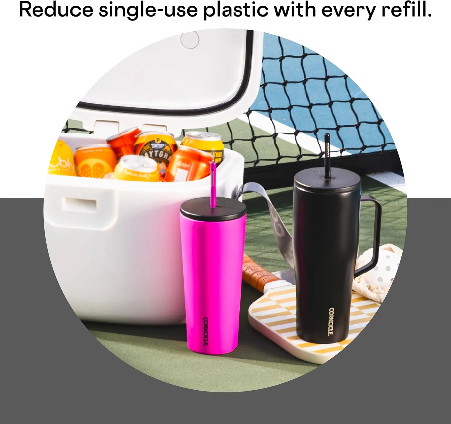 Corkcicle Cold Cup Insulated Tumbler with Lid and Straw, Ceramic Slate, 24 oz – Reusable Water Bottle Keeps Beverages Cold for 12hrs, Hot 5hrs – Cupholder Friendly Tumbler, Lid for Flexible Sipping