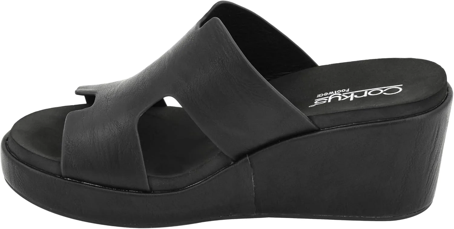 Corkys Footwear Women's Pucker Up EVA Foam Platform Slip On 2.50 Inch Wedge Light Weight Cushioned Memory Foam Insole Peep Toe Casual Dressy Trendy Sandals for Women