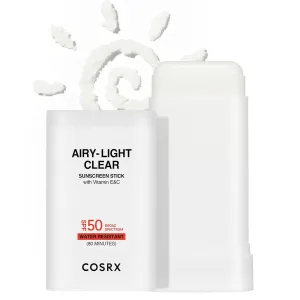 COSRX Airy-Light Clear Sunscreen Stick with Vitamin E & C SPF 50, 0.67 oz, 19g, Lightweight, Travel Essentials, Summer Essentials, Korean Skin Care, Korean Matte Sunscreen for Face