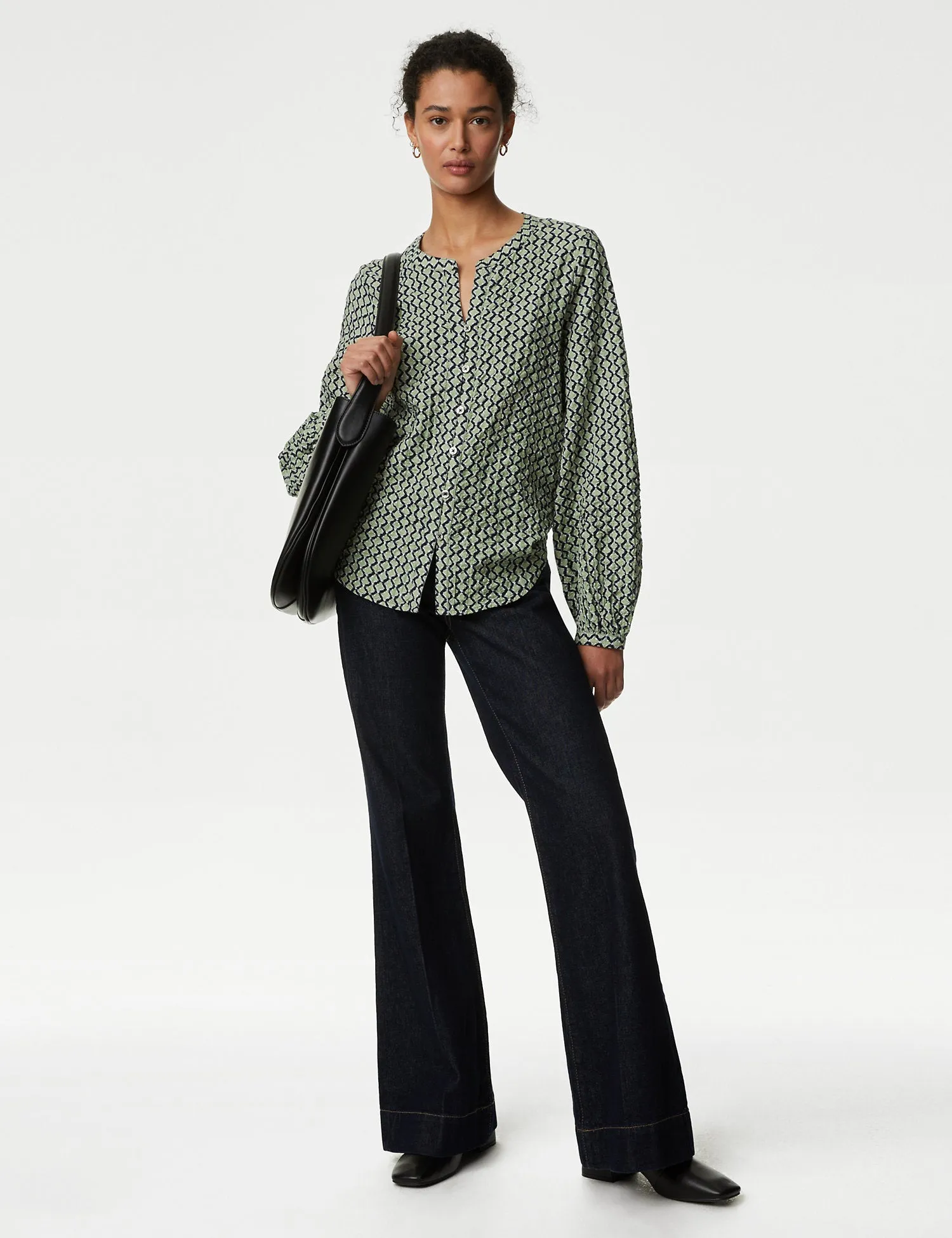 Cotton Rich Printed Textured Blouse