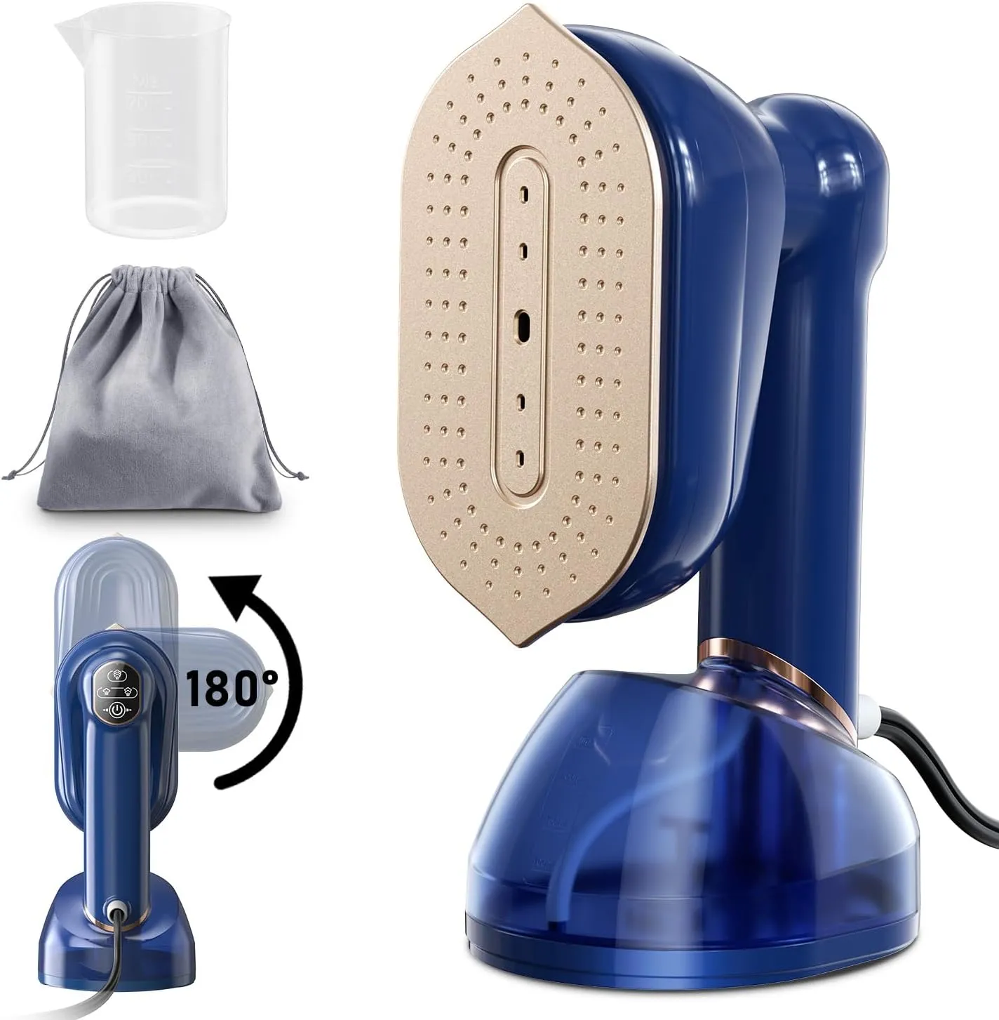 CPWORLD Steamer for Clothes, Travel Steamer & Iron 2-in1, Handheld Clothes Steamer-20s Heat-up, 230ml Large Tank, 180° Rotatable Handle, 1050W Portable Garment Steamer with Storage Bag, Only for 120V