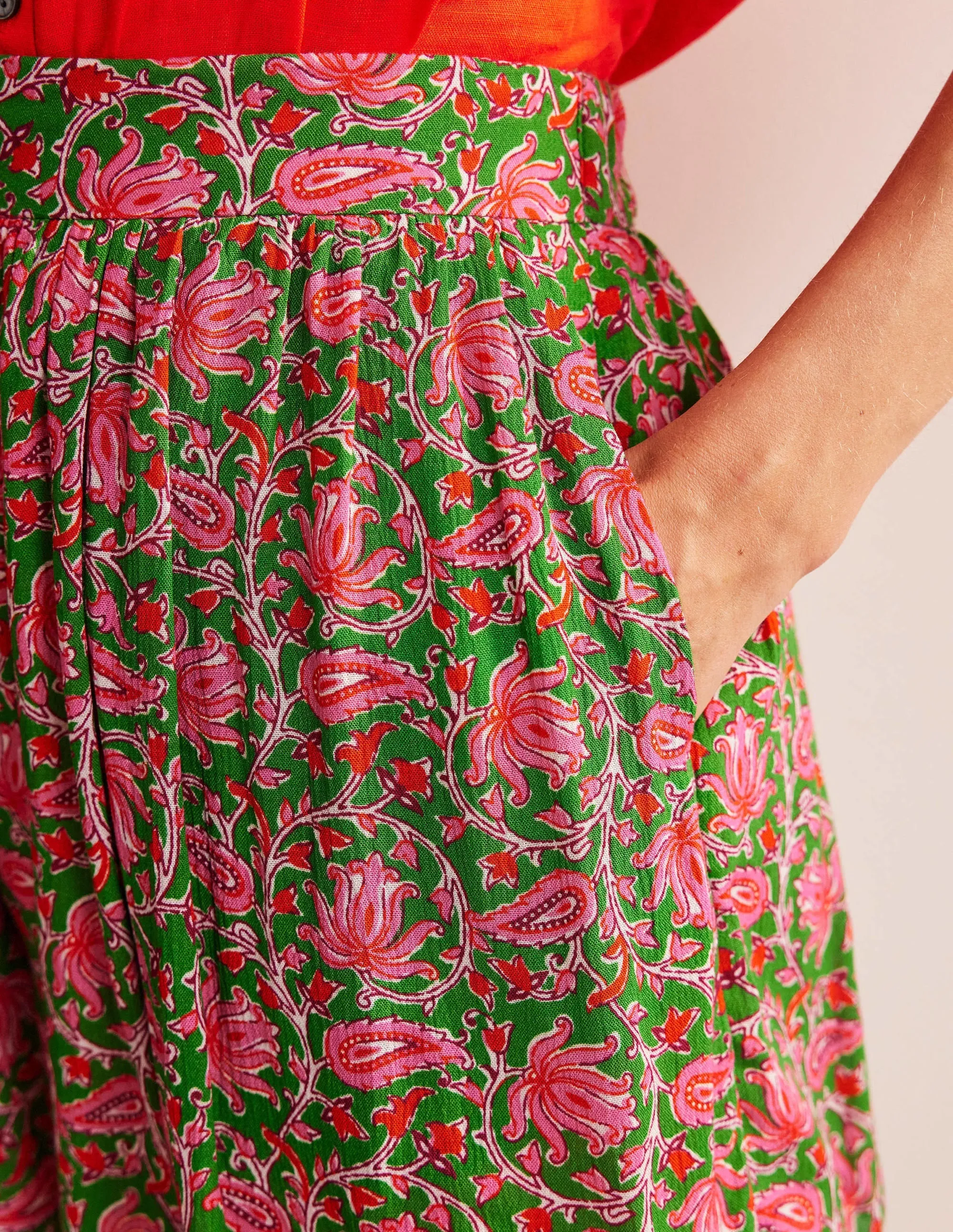 Crinkle Shorts-Lime, Botanic Vine