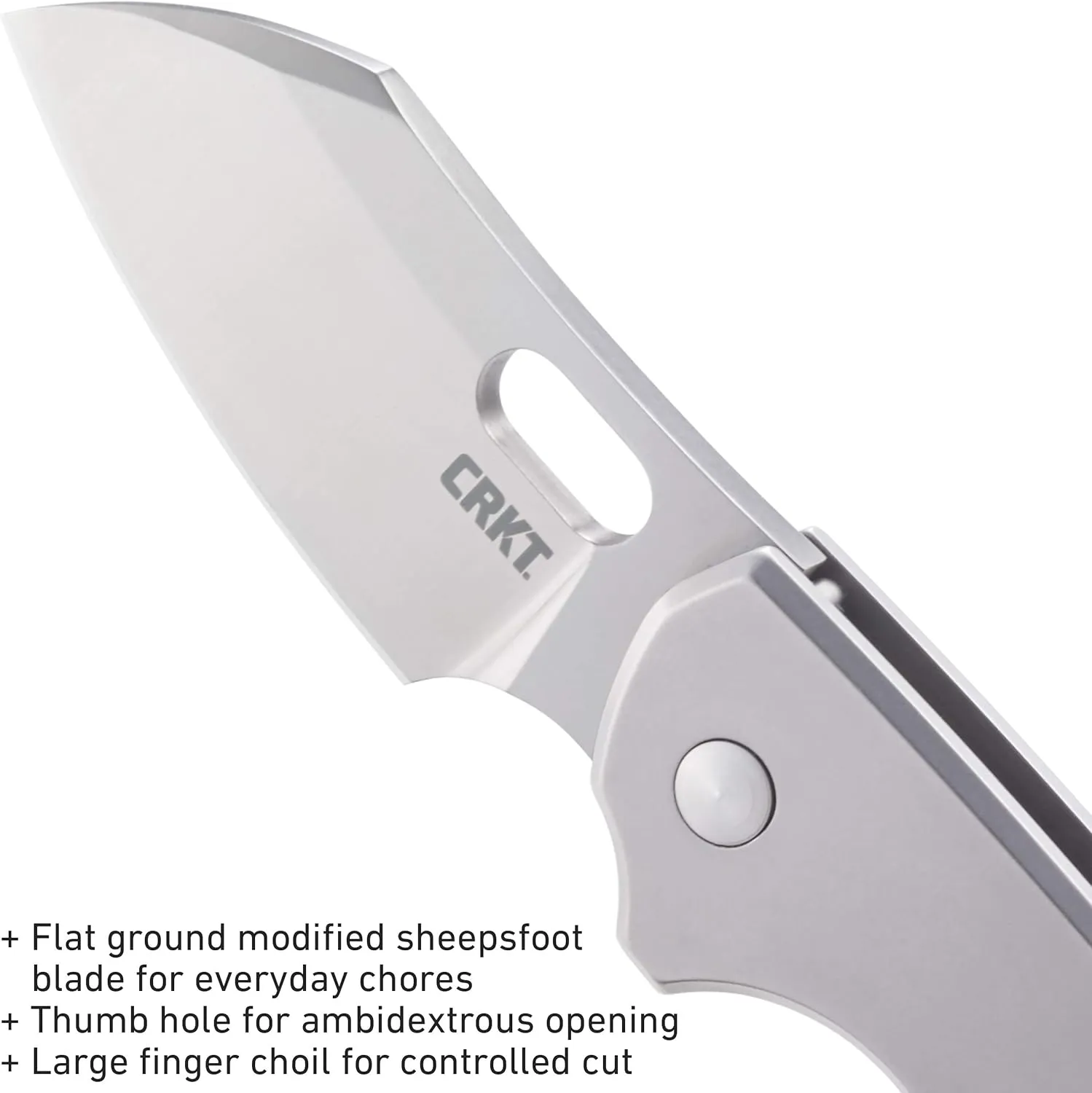 CRKT Pilar EDC Folding Pocket Knife: Compact Everyday Carry, Satin Blade with Finger Choil, Thumb Slot Open, Frame Lock Stainless Handle, Reversible Pocket Clip 5311