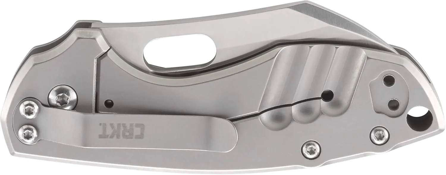 CRKT Pilar EDC Folding Pocket Knife: Compact Everyday Carry, Satin Blade with Finger Choil, Thumb Slot Open, Frame Lock Stainless Handle, Reversible Pocket Clip 5311