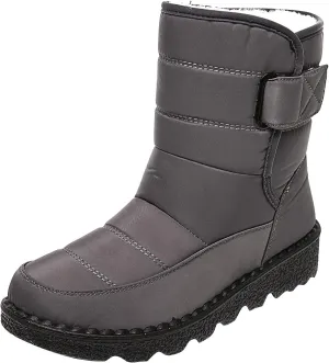 Ctreela Mid-Calf Snow Booties for Women Winter Comfort Fur Lined Waterproof Wedge Boots Non-Slip Thermal Warm Windbreak Boot