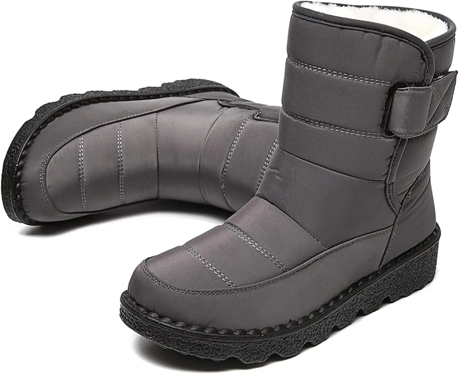 Ctreela Mid-Calf Snow Booties for Women Winter Comfort Fur Lined Waterproof Wedge Boots Non-Slip Thermal Warm Windbreak Boot