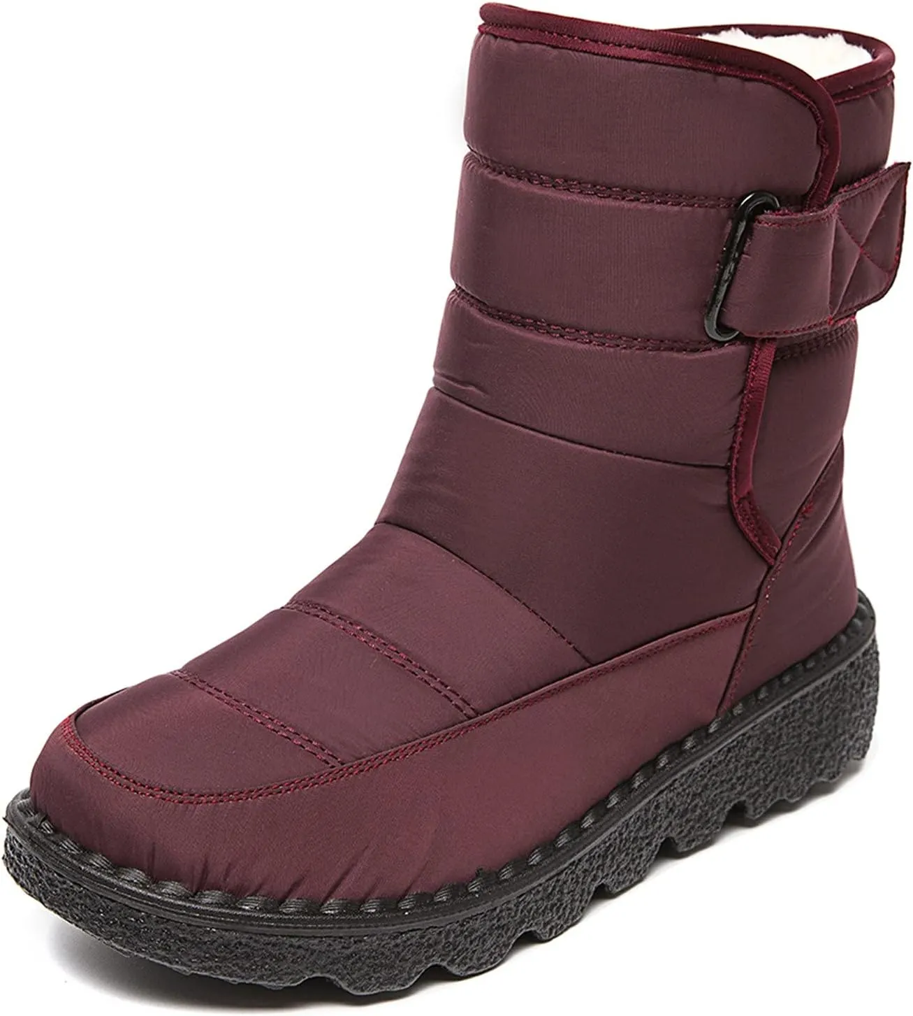 Ctreela Mid-Calf Snow Booties for Women Winter Comfort Fur Lined Waterproof Wedge Boots Non-Slip Thermal Warm Windbreak Boot