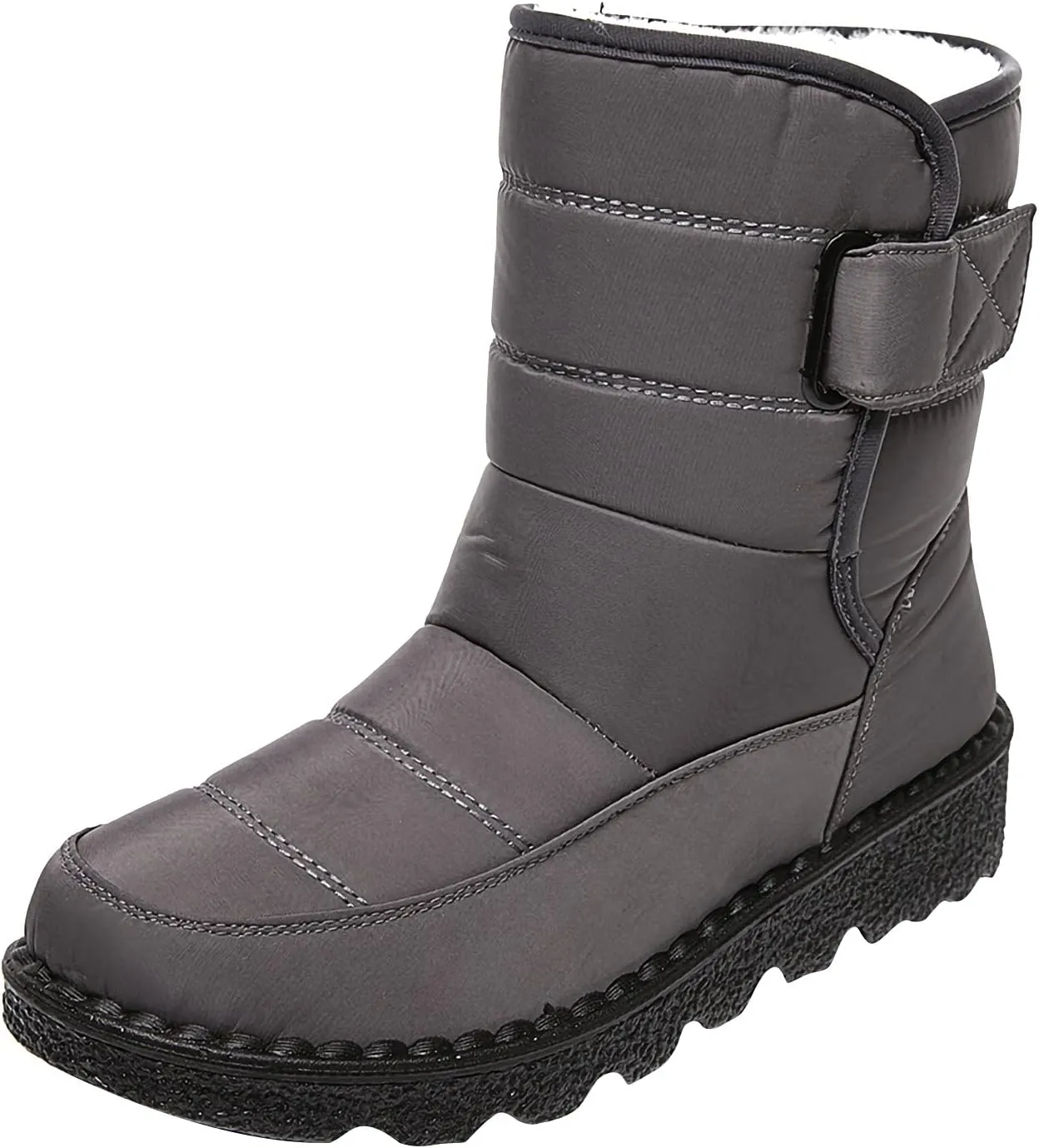 Ctreela Mid-Calf Snow Booties for Women Winter Comfort Fur Lined Waterproof Wedge Boots Non-Slip Thermal Warm Windbreak Boot