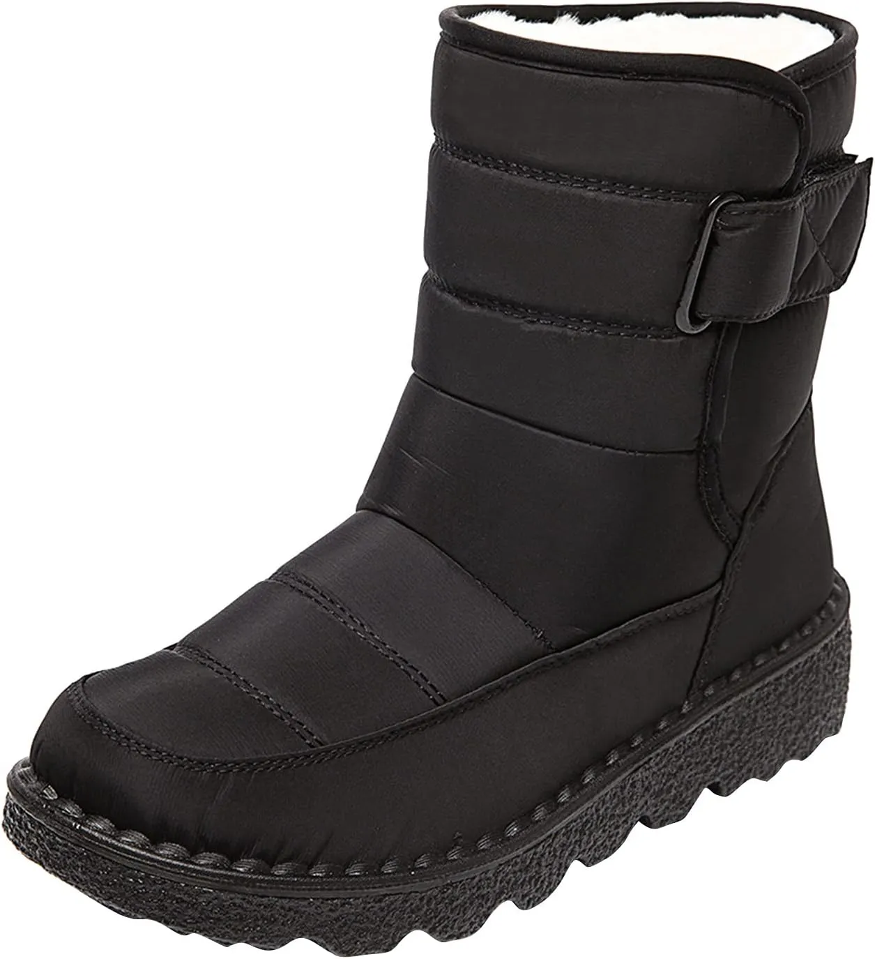 Ctreela Mid-Calf Snow Booties for Women Winter Comfort Fur Lined Waterproof Wedge Boots Non-Slip Thermal Warm Windbreak Boot