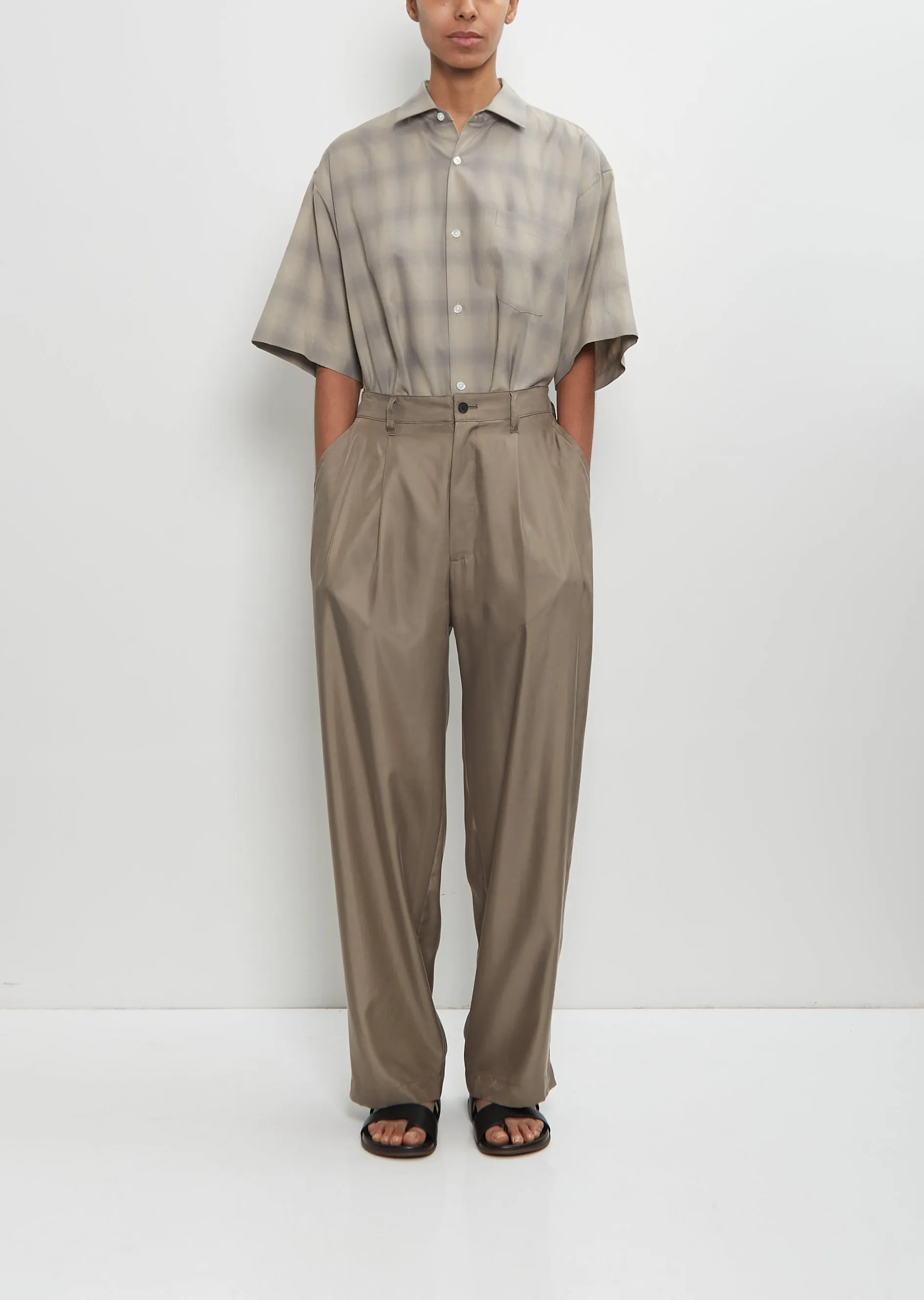 Cupro Twill Wide Easy Trousers