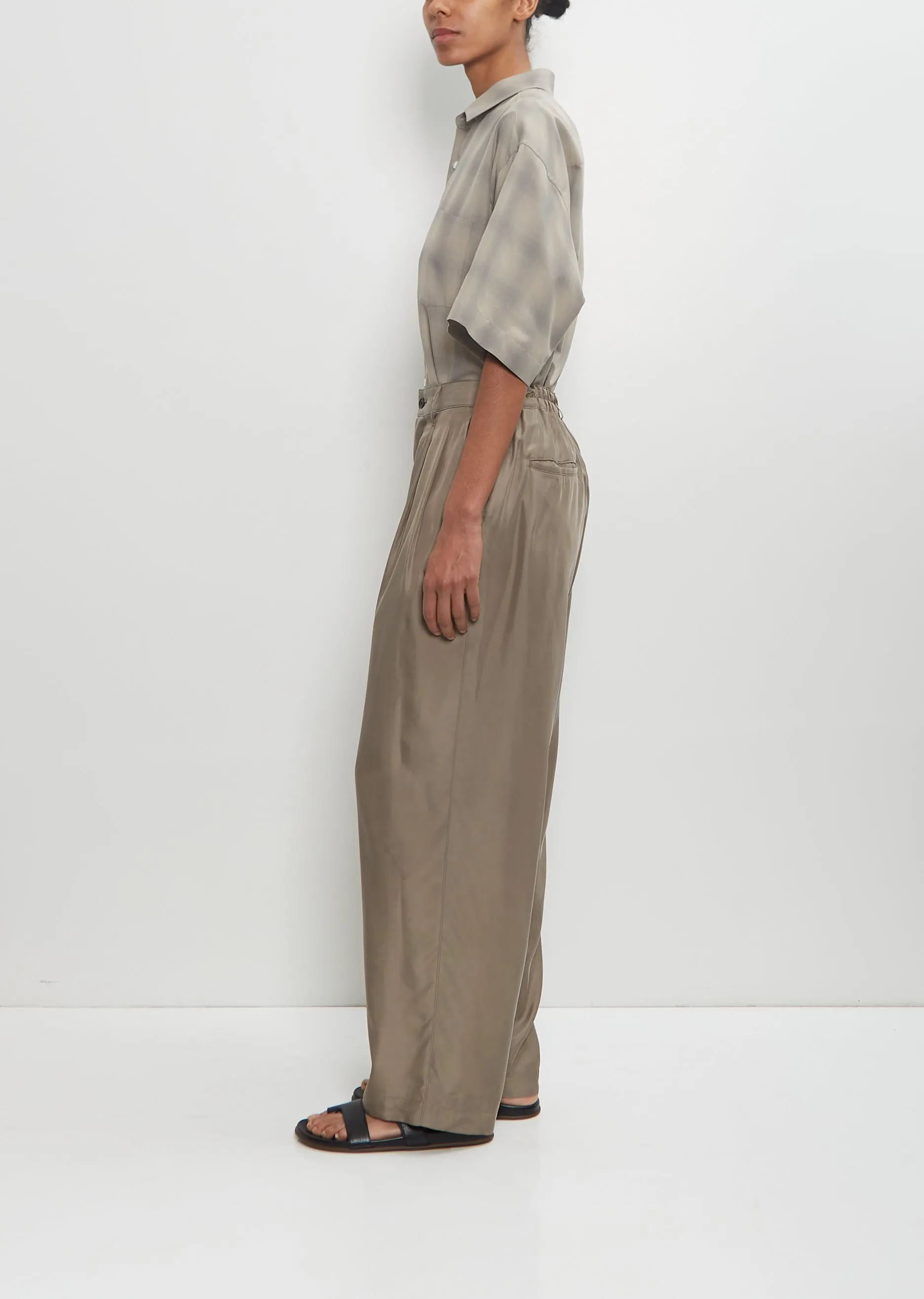Cupro Twill Wide Easy Trousers