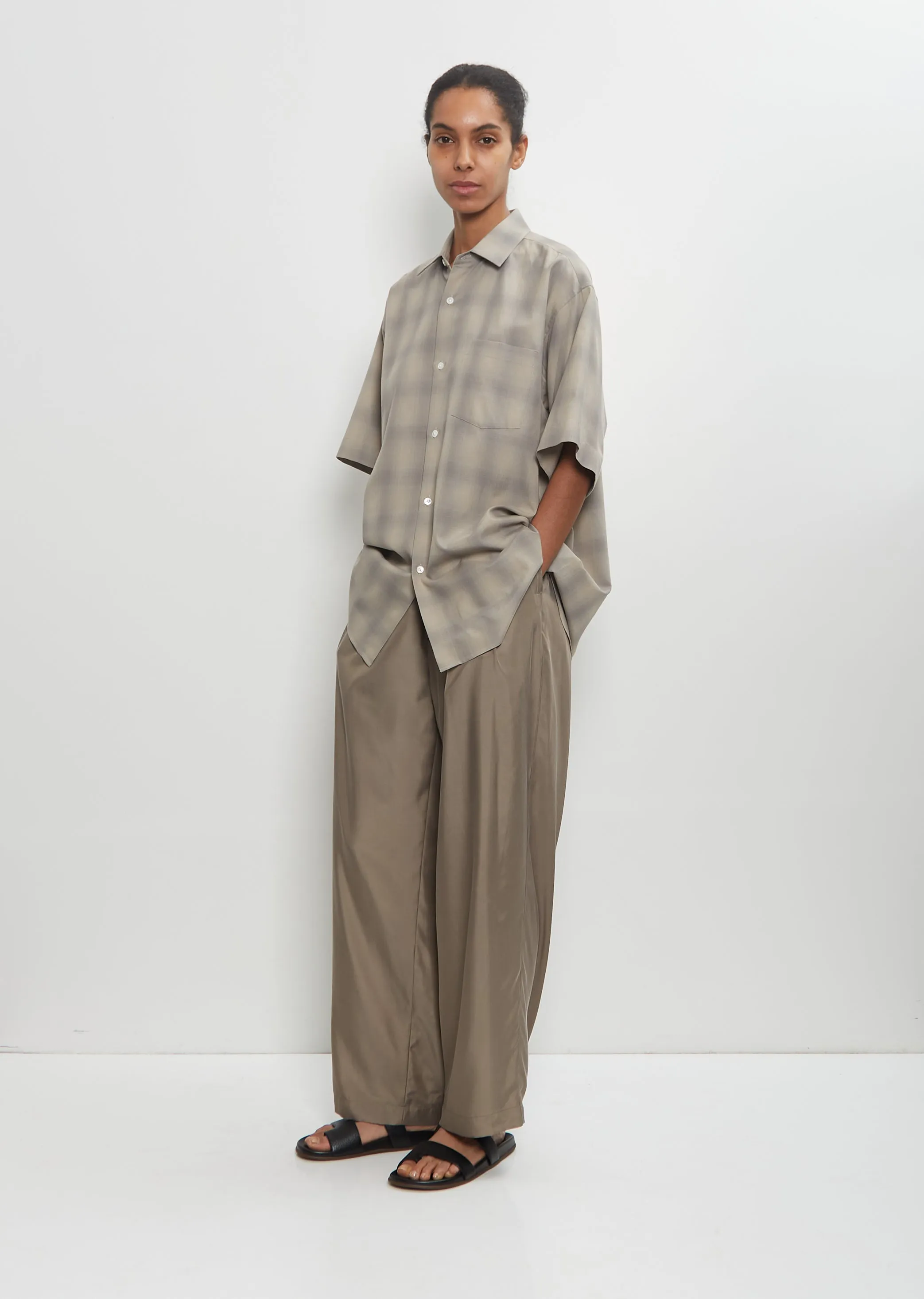 Cupro Twill Wide Easy Trousers