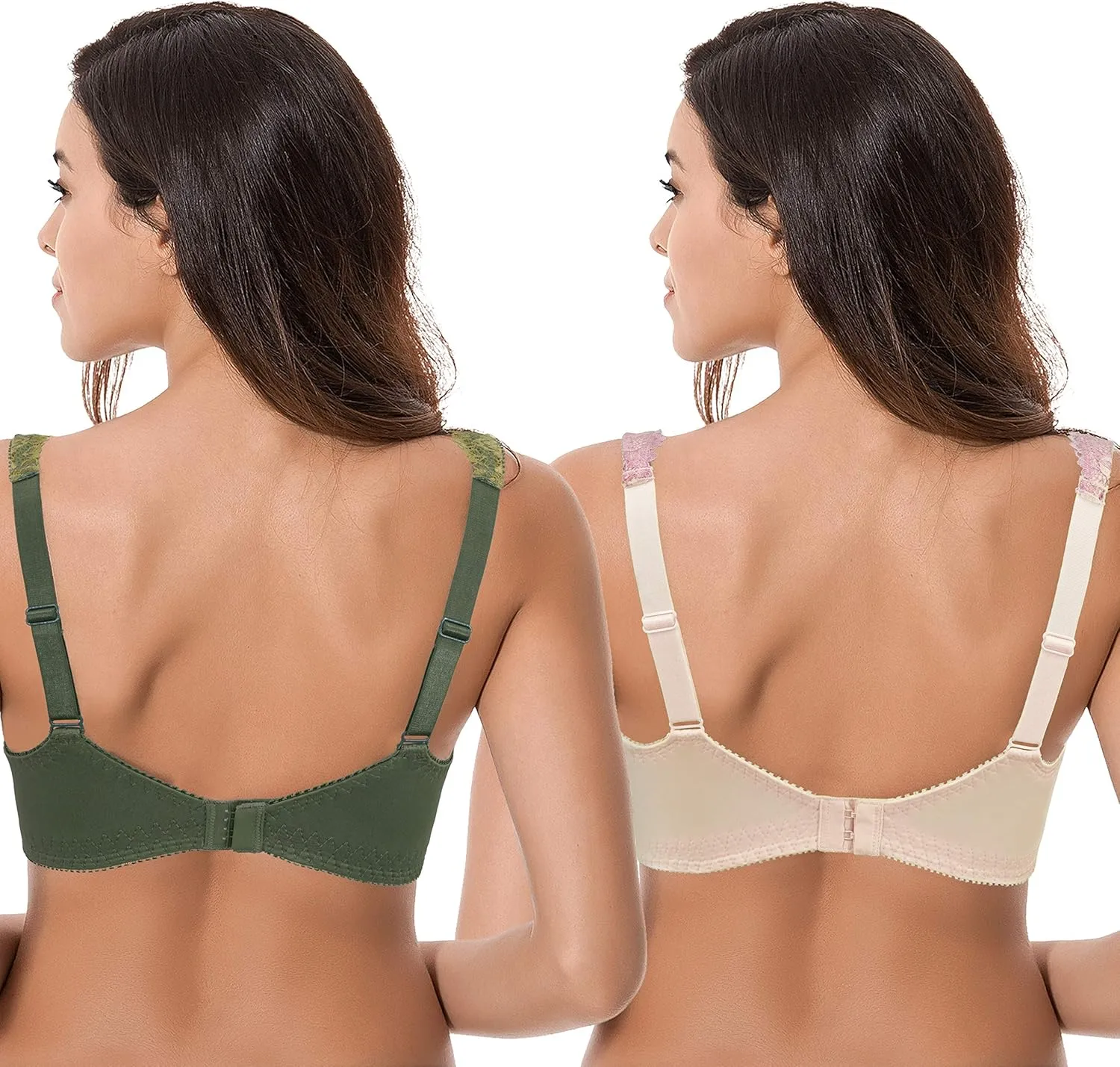 Curve Muse Women's Plus Size Minimizer Unlined Wireless Lace Full Coverage Bras