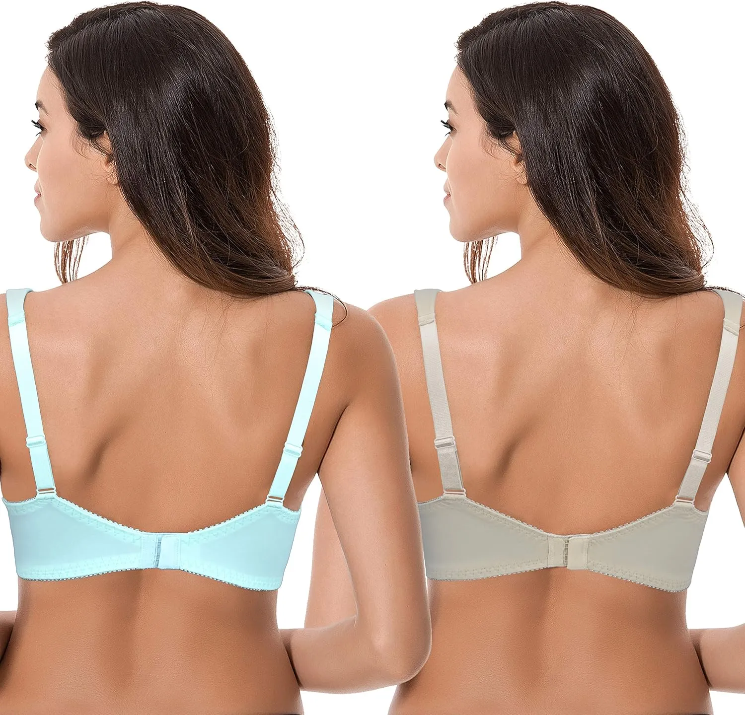 Curve Muse Women's Plus Size Minimizer Wireless Unlined Bra with Embroidery Lace