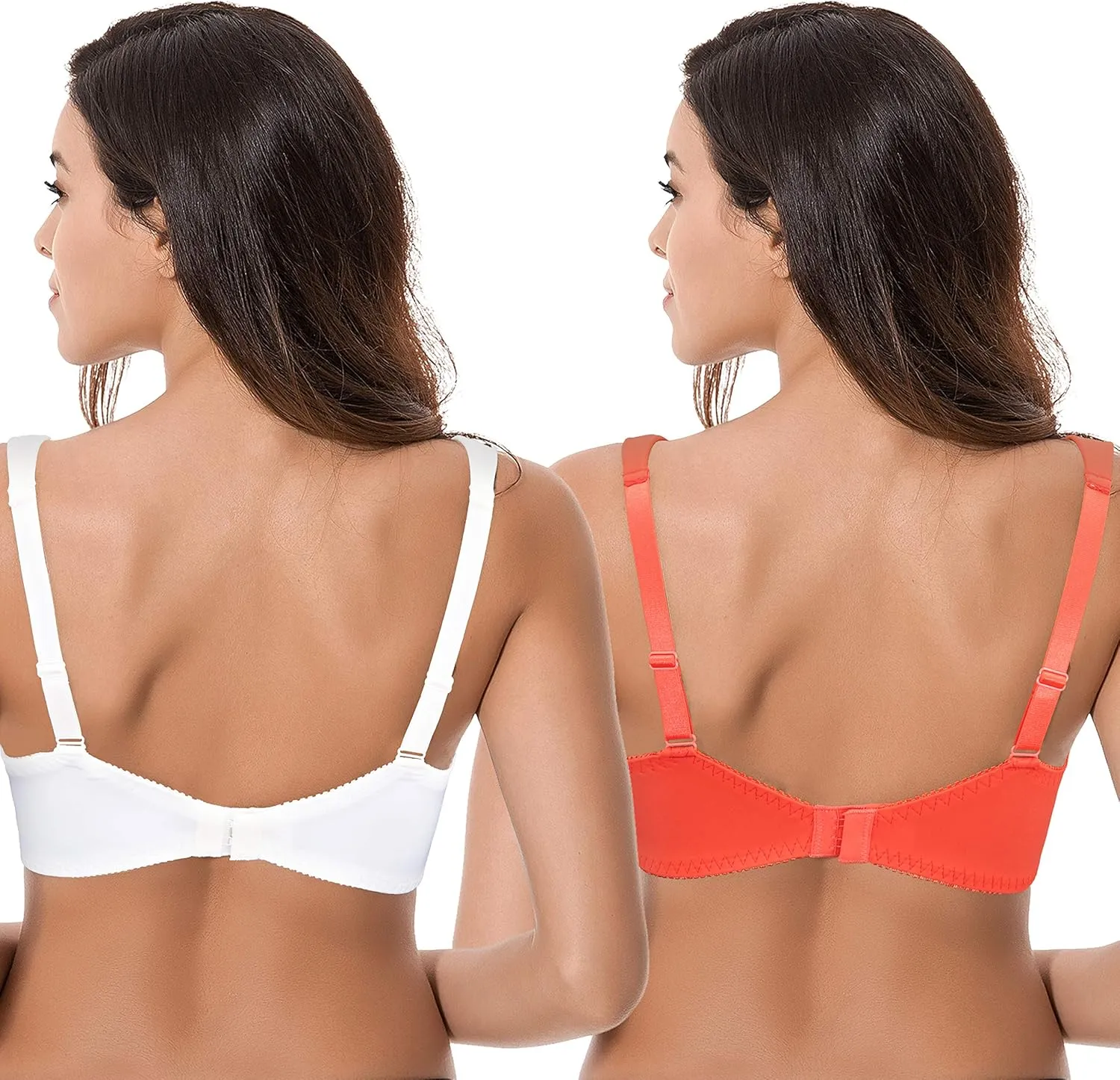 Curve Muse Women's Plus Size Minimizer Wireless Unlined Bra with Embroidery Lace