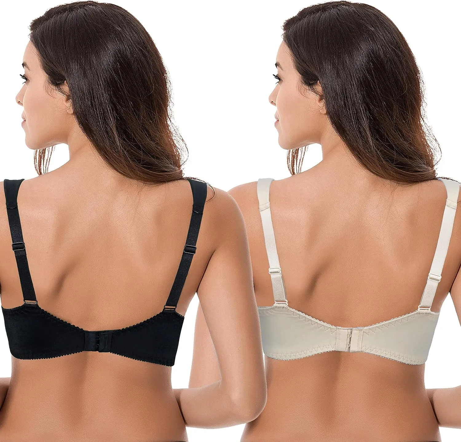 Curve Muse Women's Plus Size Minimizer Wireless Unlined Bra with Embroidery Lace