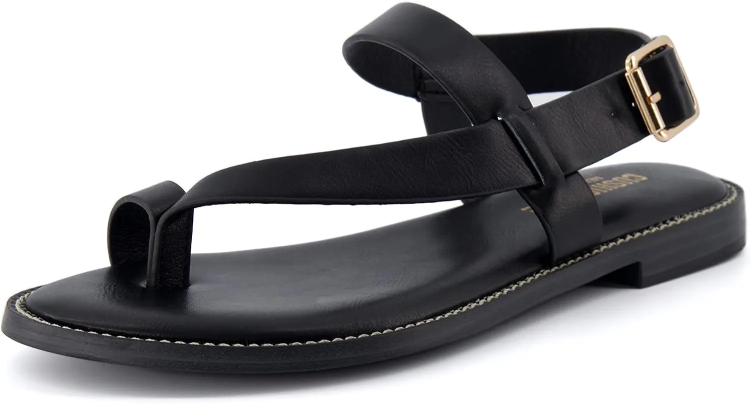 CUSHIONAIRE Women's Lennox toe loop sandal  Memory Foam, Wide Widths Available